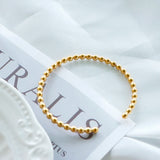 Stainless Steel Beads Bangle Cuff Bracelet Men Women