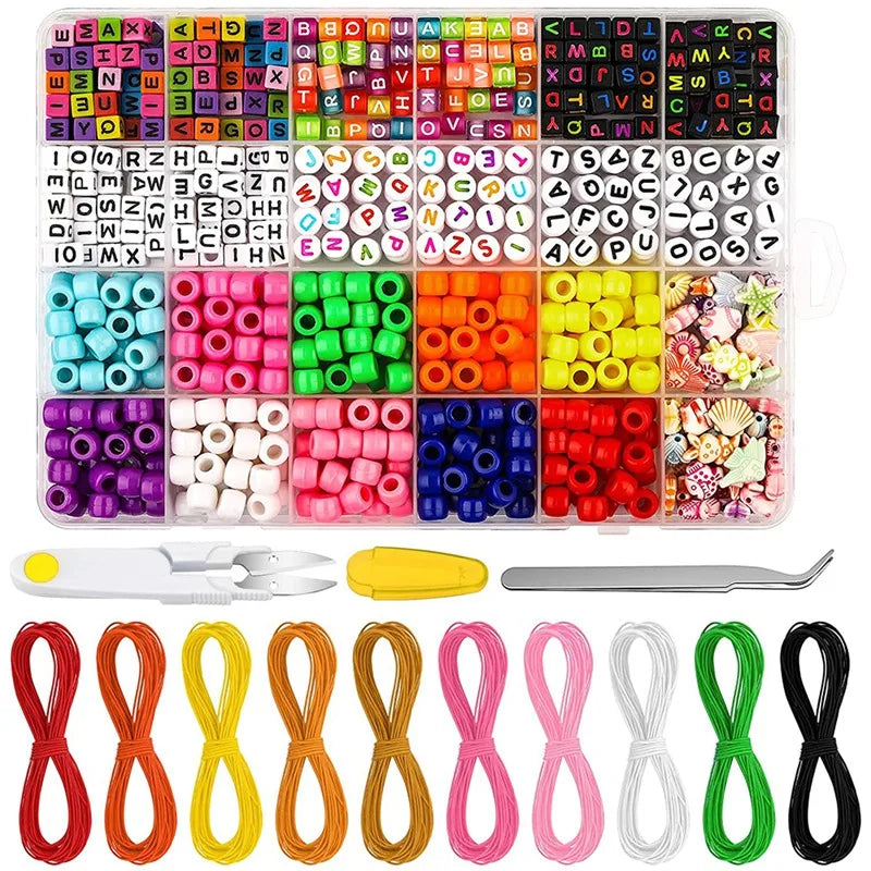 Girls Rainbow Beads Bracelet Making Kit with Charms