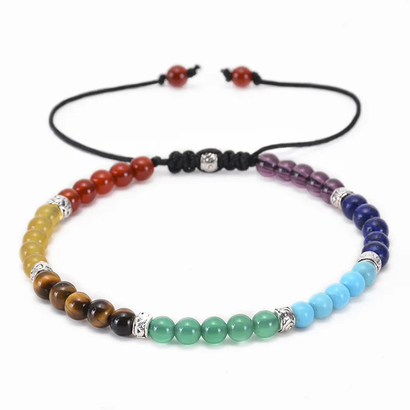 7 Chakra Crystal Bracelet 4mm Faceted Stone Healing Jewelry