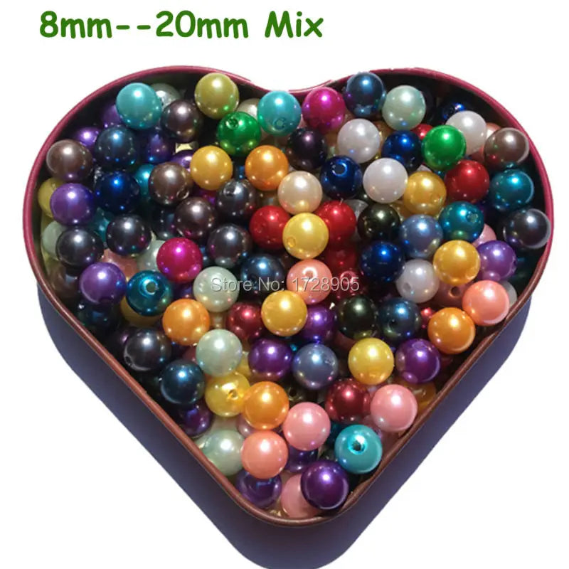 Chunky Pearls Bead Acrylic Loose Round Spacer Beads Bulk