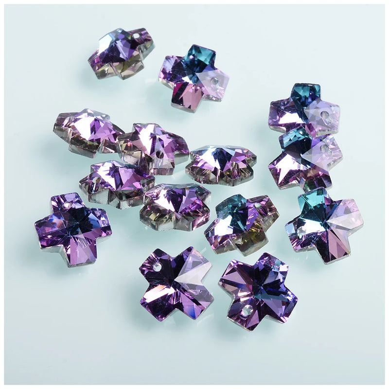 14mm Cross Pendant Glass Beads for Jewelry Making