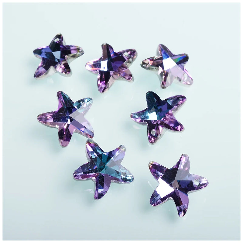 17mm Starfish Shape Crystal Beads for DIY Earring Necklace