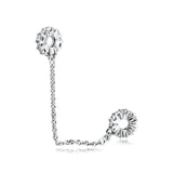 Clear Sparking Safety Chain Charm Beads for Bracelet Sterling Silver