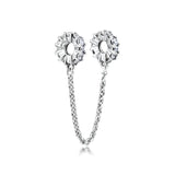 Clear Sparking Safety Chain Charm Beads for Bracelet Sterling Silver