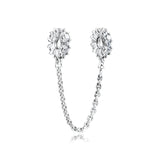 Clear Sparking Safety Chain Charm Beads for Bracelet Sterling Silver