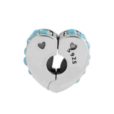 Cyan Arcs of Love Clip for 925 Sterling Silver Bracelets