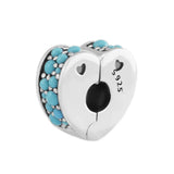 Cyan Arcs of Love Clip for 925 Sterling Silver Bracelets