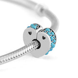 Cyan Arcs of Love Clip for 925 Sterling Silver Bracelets