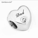 Dad's Love Charm Clear CZ Charm Fits European Charms Bracelets