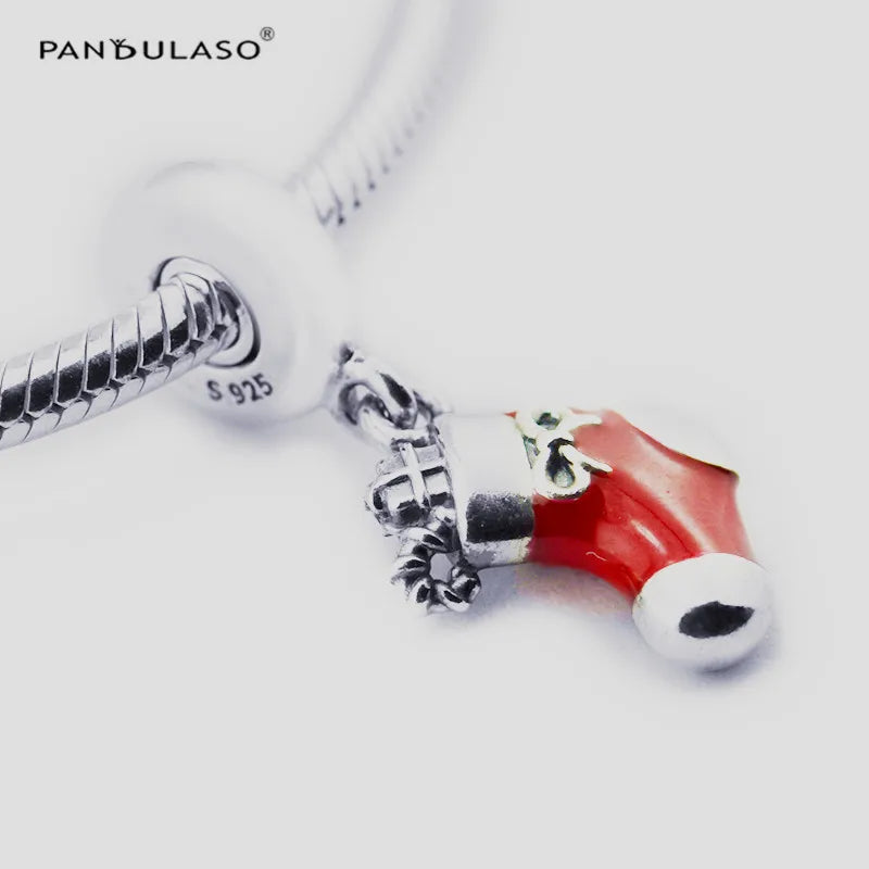 FESTIVE STOCKING DANGLE CHARM For European Charms Bracelets