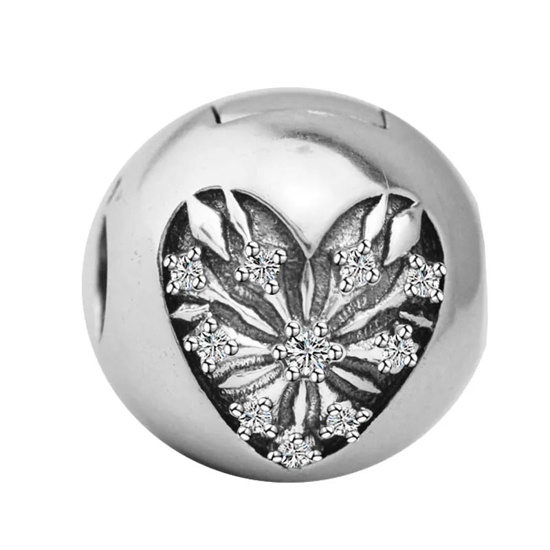 Clear CZ Heart Clip for European Charms Bracelets