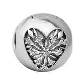 Clear CZ Heart Clip for European Charms Bracelets