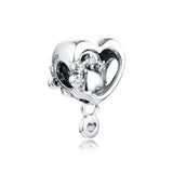 Sparkling Paw Print & Heart Charm Sterling Silver Jewelry Charms