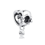 Sparkling Paw Print & Heart Charm Sterling Silver Jewelry Charms