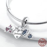 925 Silver Infinity Love Mum Heart Dangle Charm Bracelet Jewelry