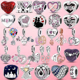 925 Silver Infinity Love Mum Heart Dangle Charm Bracelet Jewelry