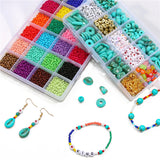 DIY Jewelry Making Kit Plastic Turquoise Beads Elastic String Lobster Clasp Box