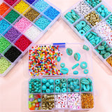DIY Jewelry Making Kit Plastic Turquoise Beads Elastic String Lobster Clasp Box