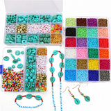DIY Jewelry Making Kit Plastic Turquoise Beads Elastic String Lobster Clasp Box