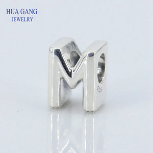 M Letter Charms for Bracelet Necklace, Sterling Silver Beads for Jewelry Making