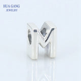 M Letter Charms for Bracelet Necklace, Sterling Silver Beads for Jewelry Making