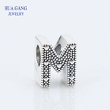 M Letter Charms for Bracelet Necklace, Sterling Silver Beads for Jewelry Making