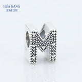 M Letter Charms for Bracelet Necklace, Sterling Silver Beads for Jewelry Making