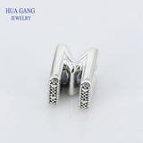 M Letter Charms for Bracelet Necklace, Sterling Silver Beads for Jewelry Making