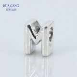 M Letter Charms for Bracelet Necklace, Sterling Silver Beads for Jewelry Making