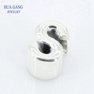 Letter S Charms Silver 925 Bead for Bracelet Necklace