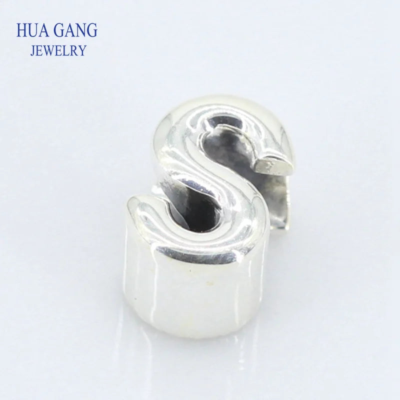 Letter S Charms Silver 925 Bead for Bracelet Necklace