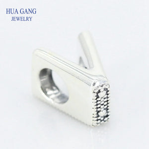 Sterling Silver Letter V Bead Charm for Bracelet Necklace