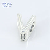 Sterling Silver Letter V Bead Charm for Bracelet Necklace