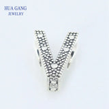 Sterling Silver Letter V Bead Charm for Bracelet Necklace