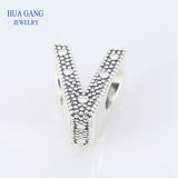 Sterling Silver Letter V Bead Charm for Bracelet Necklace