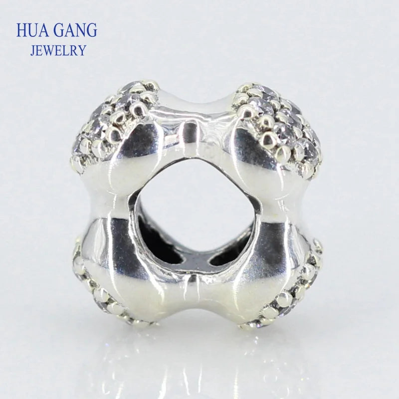 925 Sterling Silver Spacer Charms Beads for Bracelet DIY Jewelry