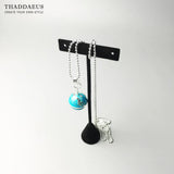 Sterling Silver Globe Pendant Necklace Rope Chain Jewelry