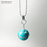 Sterling Silver Globe Pendant Necklace Rope Chain Jewelry
