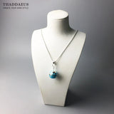 Sterling Silver Globe Pendant Necklace Rope Chain Jewelry