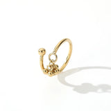 Adjustable Beads Open Ring Pendant Stainless Steel Jewelry