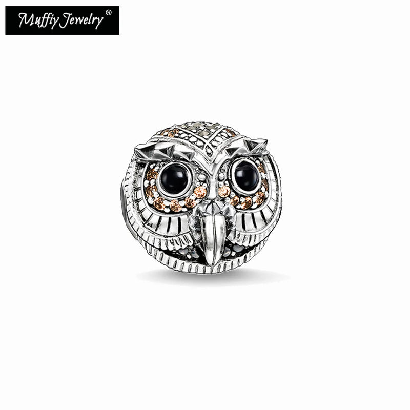 Owl Charm Beads - Silver Jewelry for Necklace Bracelet Earring