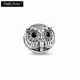 Owl Charm Beads - Silver Jewelry for Necklace Bracelet Earring