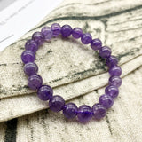 Natural Violet Crystal Bracelet Women 8mm Round Charms Bracelets