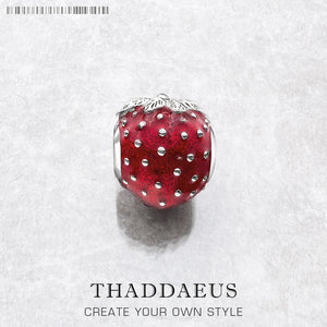 925 Sterling Silver Strawberry Beads Charm for European DIY Jewelry