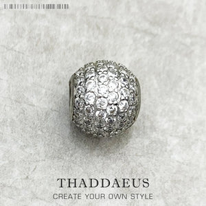 925 Silver CZ Bead Pave European Jewelry for Women & Men