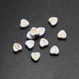 7mm Love Heart Acrylic Alphabet Beads Gold for DIY Jewelry Making