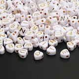 7mm Love Heart Acrylic Alphabet Beads Gold for DIY Jewelry Making