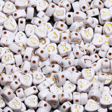 7mm Love Heart Acrylic Alphabet Beads Gold for DIY Jewelry Making
