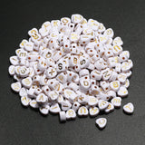 7mm Love Heart Acrylic Alphabet Beads Gold for DIY Jewelry Making