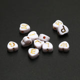 7mm Love Heart Acrylic Alphabet Beads Gold for DIY Jewelry Making